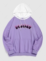 ZAFUL Sweat à Capuche Essentiel Motif de Lettre Desired en Blocs de Couleurs Streetwear Xl Violet clair