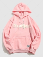 ZAFUL Sweat à Capuche Essentiel Motif de Lettre en Laine S Rose clair
