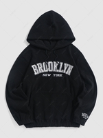 ZAFUL Sweat à Capuche Essentiels Fourré Lettre Brodée BROOKYLN en Laine Xl Noir