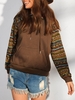 ZAFUL Sweat à Capuche Ethnique Jointif en Tricot avec Double Poches L Café profond