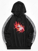 ZAFUL Sweat à Capuche Flamme Imprimé à Manches Raglan Xl Noir