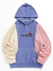 ZAFUL Sweat à Capuche Fleur Rose Brodée Contrasté en Laine 2xl