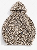 ZAFUL Sweat à Capuche Fourré Applique Motif de Léopard L Blanche amande