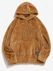 Zaful Sweat à Capuche Fourré avec Poche Kangourou S Café