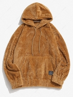 Zaful Sweat à Capuche Fourré avec Poche Kangourou S Café