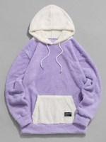 ZAFUL Sweat à Capuche Fourré en Blocs de Couleurs avec Poche Kangourou Xl Violet clair