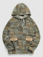ZAFUL Sweat à Capuche Fourré en Blocs de Couleurs en Laine S Vert clair