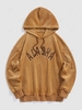 ZAFUL Sweat à Capuche Fourré Fumée Lettre Brodée en Laine Xxl Café