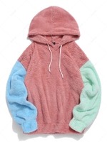 ZAFUL Sweat à Capuche Fourré Jointif en Blocs de Couleurs 2xl Corail léger