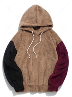 ZAFUL Sweat à Capuche Fourré Jointif en Blocs de Couleurs 2xl Marron camel