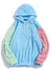 ZAFUL Sweat à Capuche Fourré Jointif en Blocs de Couleurs Xl Bleu ciel léger