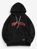 ZAFUL Sweat à Capuche Fourré Lettre Brodée avec Poche Kangourou Xl Noir