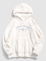 ZAFUL Sweat à Capuche Fourré Lettre Brodée Xxl Blanc