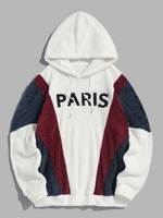 ZAFUL Sweat à Capuche Fourré Lettre PARIS Brodé Xl Blanc