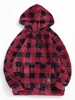ZAFUL Sweat à Capuche Fourré Motif à Carreaux S Rouge