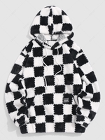 ZAFUL Sweat à Capuche Fourré Motif à Carreaux Xl Noir