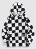 ZAFUL Sweat à Capuche Fourré Motif à Carreaux Xxl Noir