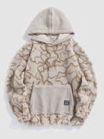ZAFUL Sweat à Capuche Fourré Motif Géométrique Irrégulier L Café lumière