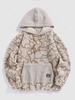 ZAFUL Sweat à Capuche Fourré Motif Géométrique Irrégulier M Café lumière