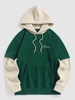 ZAFUL Sweat à Capuche Fourré Paris Brodé en Blocs de Couleurs en Laine Xl Vert