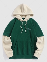 ZAFUL Sweat à Capuche Fourré Paris Brodé en Blocs de Couleurs en Laine Xl Vert