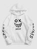 ZAFUL Sweat à Capuche Graphique à Imprimé Visage de Dessin Animé en Laine du Streetwear Xxl Blanc