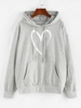 ZAFUL Sweat à Capuche Graphique Cœur à Goutte Epaule avec Poche Kangourou S Gris clair