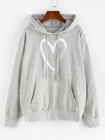 ZAFUL Sweat à Capuche Graphique Cœur à Goutte Epaule avec Poche Kangourou S Gris clair