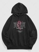 ZAFUL Sweat à Capuche Graphique Dragon Tokyo Streetwear Xxl Noir