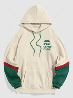 ZAFUL Sweat à Capuche Graphique Paris à Doublure en Laine Xl Café lumière