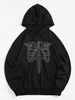 ZAFUL Sweat à Capuche Graphique Squelette Zippé à Cordon d