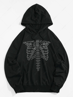 ZAFUL Sweat à Capuche Graphique Squelette Zippé à Cordon d