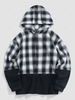 ZAFUL Sweat à Capuche Jointif à Carreaux avec Bouton Design M Noir