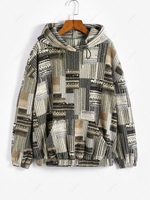 ZAFUL Sweat à Capuche Jointif à Goutte Epaule en Teddy Aztèque L