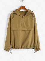 ZAFUL Sweat à Capuche Lâche à Demi-Zip à Cordon L Café