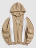 ZAFUL Sweat à Capuche Lettre Brodée en Couleur Jointive en Laine Xxl Café lumière
