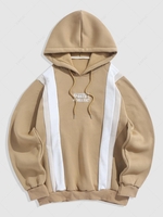 ZAFUL Sweat à Capuche Lettre Brodée en Couleur Jointive en Laine Xxl Café lumière