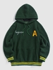 ZAFUL Sweat à Capuche Lettre Brodée Fourré M Vert profond