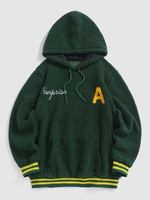 ZAFUL Sweat à Capuche Lettre Brodée Fourré M Vert profond