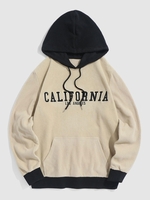ZAFUL Sweat à Capuche Lettre CALIFORNIA Brodée en Laine S Café lumière