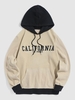 ZAFUL Sweat à Capuche Lettre CALIFORNIA Brodée en Laine Xl Café lumière