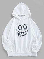 ZAFUL Sweat à Capuche Lumineux Imprimé Dessin Animé avec Poche Kangourou Xl Blanc