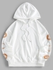ZAFUL Sweat à Capuche Lune et Soleil Imprimés à Goutte Epaule avec Poche S Blanc