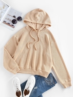 ZAFUL Sweat à Capuche Maille Tricoté à Goutte Epaule à Cordon M Café lumière