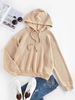 ZAFUL Sweat à Capuche Maille Tricoté à Goutte Epaule à Cordon S Café lumière