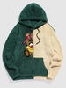ZAFUL Sweat à Capuche Ours Dessin Animé Fourré en Blocs de Couleurs L Vert profond
