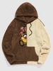 ZAFUL Sweat à Capuche Ours Dessin Animé Fourré en Blocs de Couleurs Xl Café profond