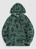 ZAFUL Sweat à Capuche Pull-over à Imprimé Ethnique Aztèque avec Poche Zippé L Vert profond