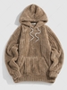 ZAFUL Sweat à Capuche Rayé Fourré avec Poche Kangourou S Café profond