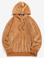 ZAFUL Sweat à Capuche Rose Brodée en Laine 2xl Café